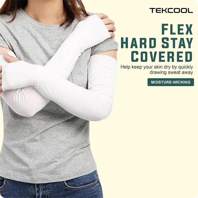 TEKCOOL أكمام ذراع TEKCOOL للرجال والنساء لحماية من الأشعة فوق البنفسجية مع إبهام لحماية الشمس للأولاد والبنات أكمام ذراع للرجال أكمام ذراع للنساء للجري، غطاء يد لركوب الدراجات نايلون - Image 4