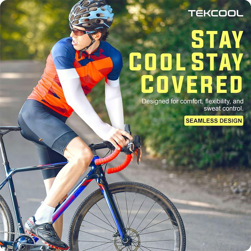 TEKCOOL أكمام ذراع TEKCOOL للرجال والنساء لحماية من الأشعة فوق البنفسجية مع إبهام لحماية الشمس للأولاد والبنات أكمام ذراع للرجال أكمام ذراع للنساء للجري، غطاء يد لركوب الدراجات نايلون - Image 3