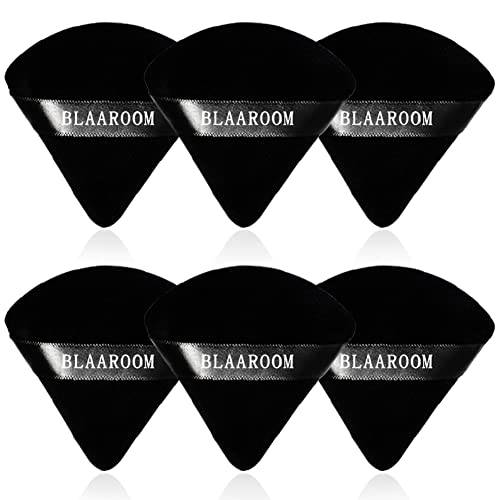 BLAAROOM 6 Pcs Velvet Triangle Powder Puff,Triangular Design Makeup Soft Sponge Puff for Face Exquisite Eyes Contouring, for Loose Mineral Body Powde Cosmetic Foundation Makeup Tool - Black - Image 1