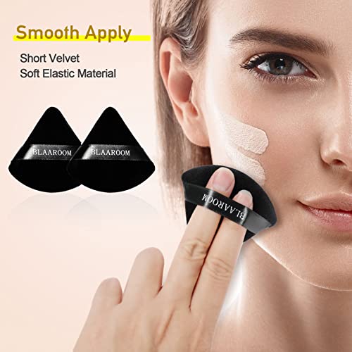 BLAAROOM 6 Pcs Velvet Triangle Powder Puff,Triangular Design Makeup Soft Sponge Puff for Face Exquisite Eyes Contouring, for Loose Mineral Body Powde Cosmetic Foundation Makeup Tool - Black - Image 5