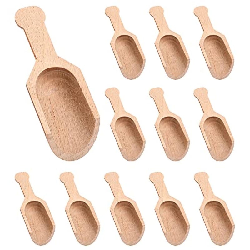 Sliverdew a piece of small bamboo spoons for bath salts, a wooden dessert spoon, a coffee spoon, 4 tablespoons of laundry and spice powders for sugar scrub, bath salts and cooking - Image 1