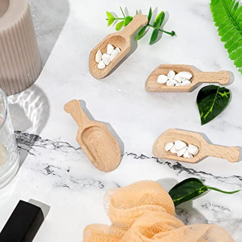Sliverdew a piece of small bamboo spoons for bath salts, a wooden dessert spoon, a coffee spoon, 4 tablespoons of laundry and spice powders for sugar scrub, bath salts and cooking - Image 2