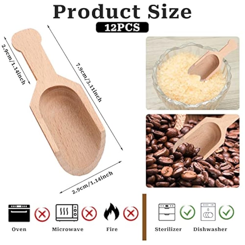 Sliverdew a piece of small bamboo spoons for bath salts, a wooden dessert spoon, a coffee spoon, 4 tablespoons of laundry and spice powders for sugar scrub, bath salts and cooking - Image 3