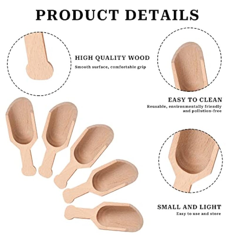 Sliverdew a piece of small bamboo spoons for bath salts, a wooden dessert spoon, a coffee spoon, 4 tablespoons of laundry and spice powders for sugar scrub, bath salts and cooking - Image 4
