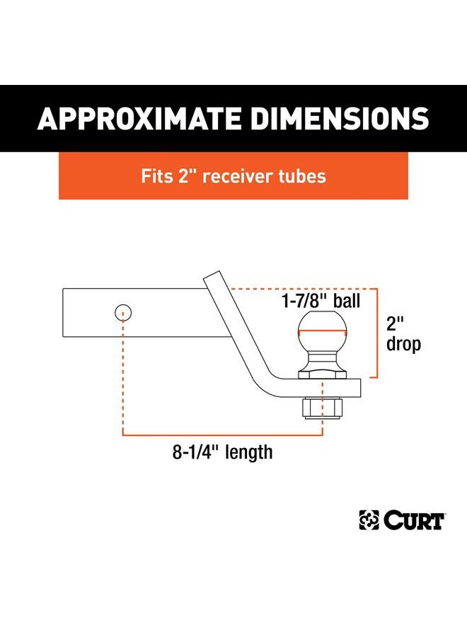 Curt 45034 Trailer Hitch Mount with 1-7/8-Inch Ball & Pin, Fits 2-Inch Receiver, 7,500 lbs, 2-In Drop, black - Image 2
