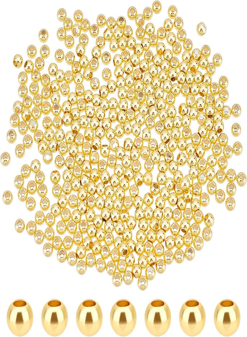 GGOOT 50pcs 3mm Gold Beads 18K Gold Plated Beads Long-Lasting Round Smooth Spacer Beads Seamless Loose Balls Mini Seed Beads for Summer Hawaii Stackable Necklace, Bracelet, Earring Making  - Image 1