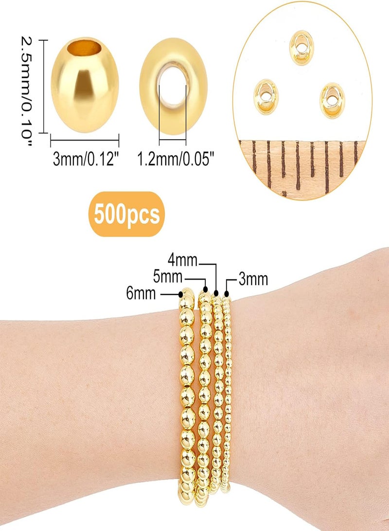 GGOOT 50pcs 3mm Gold Beads 18K Gold Plated Beads Long-Lasting Round Smooth Spacer Beads Seamless Loose Balls Mini Seed Beads for Summer Hawaii Stackable Necklace, Bracelet, Earring Making  - Image 5
