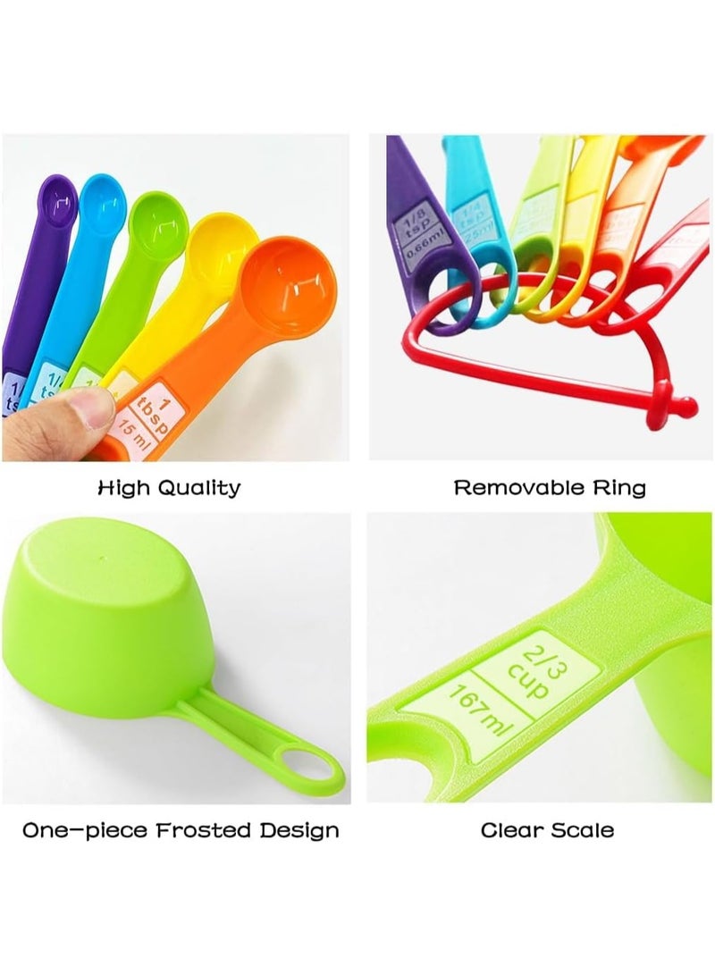 MOMENT مجموعة MOMENT من 12 قطعة من أكواب وملعقات القياس، أدوات قياس مطبخ ملونة، أكواب وملعقات متينة للتكديس للسوائل والمواد الجافة، آمنة للغسل في غسالة الصحون - Image 5