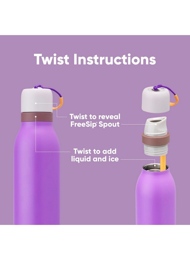 Owala Owala FreeSip Twist Insulated Stainless Steel Water Bottle with Straw for Sports and Travel, BPA-Free, 24-oz, Purple/Purple (California Grapevine)  - Image 3