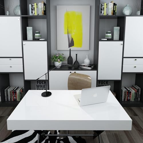 HOMSUN Glossy White Peel and Stick Self Adhesive Removable Wallpaper - Waterproof Countertop Contact Paper for Kitchen Vinyl (12 X 48 Inch) - Image 4