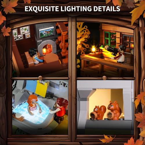 FUNWHOLE Mountain-Cabin House Lighting Building-Bricks Set - Friends Mountain House and Treehouse Collection LED Light Building Set 2255 Pcs for Adults and Teen - Image 3