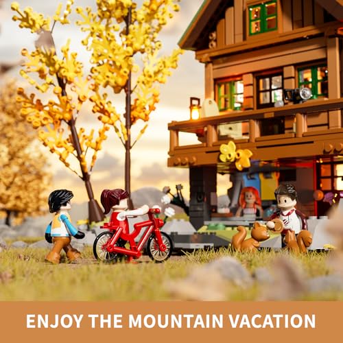 FUNWHOLE Mountain-Cabin House Lighting Building-Bricks Set - Friends Mountain House and Treehouse Collection LED Light Building Set 2255 Pcs for Adults and Teen - Image 2