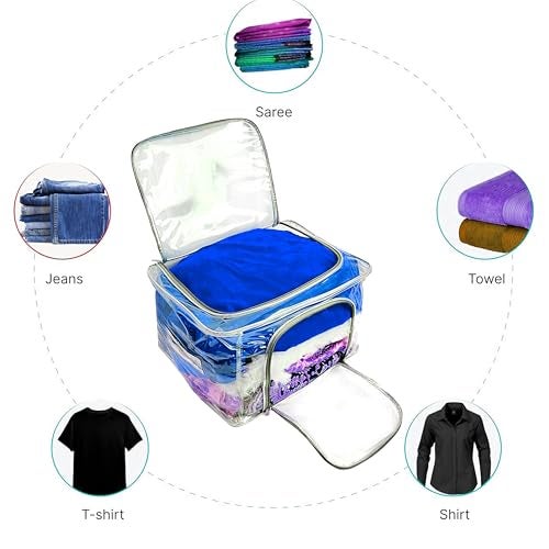 TULMAN 2-Pack PVC Transparent Storage Box for Clothes, Saree, Blanket – Moisture-Proof Wardrobe Organizer with Carry Handle for Closet, Bedroom, Underbed Storage - Image 5