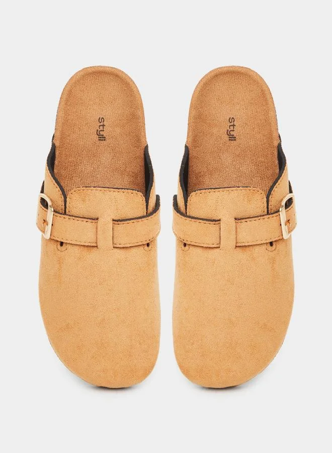 Styli Suede Look Buckle Detail Mules