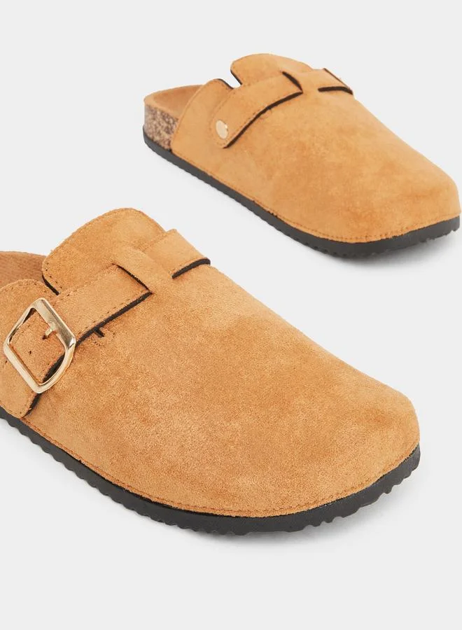 Styli Suede Look Buckle Detail Mules