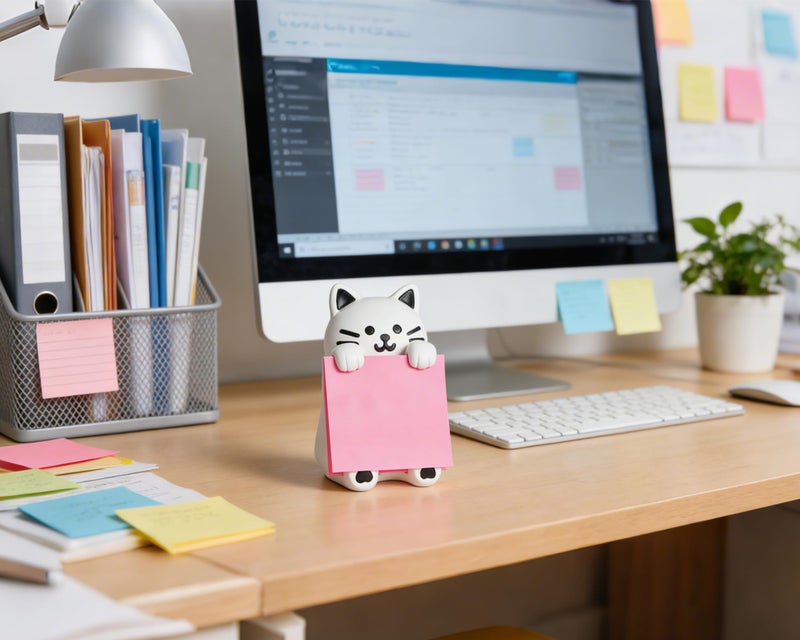 HORTIX Cat Pop-up Sticky Note Dispenser, Includes 1 Pad of 3x3 in Super Sticky Notes, 100 Sheets, Resin Desk Holder for Office & Home - Image 4