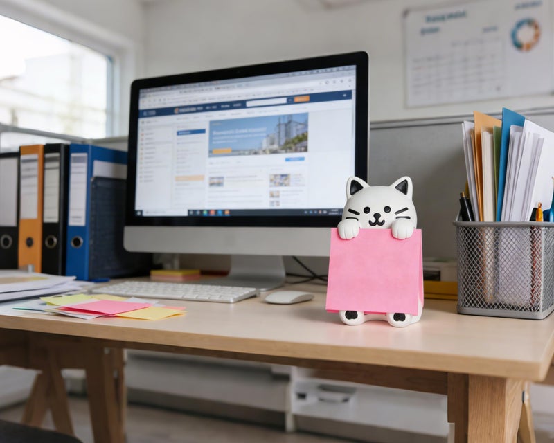 HORTIX Cat Pop-up Sticky Note Dispenser, Includes 1 Pad of 3x3 in Super Sticky Notes, 100 Sheets, Resin Desk Holder for Office & Home - Image 5