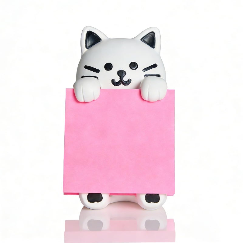 HORTIX Cat Pop-up Sticky Note Dispenser, Includes 1 Pad of 3x3 in Super Sticky Notes, 100 Sheets, Resin Desk Holder for Office & Home - Image 1
