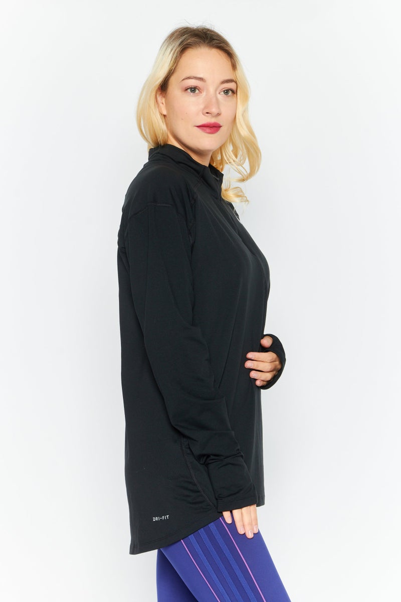 Nike قمصان جري طويلة الأكمام للنساء بتقنية دري-فيت، سوداء - Image 3