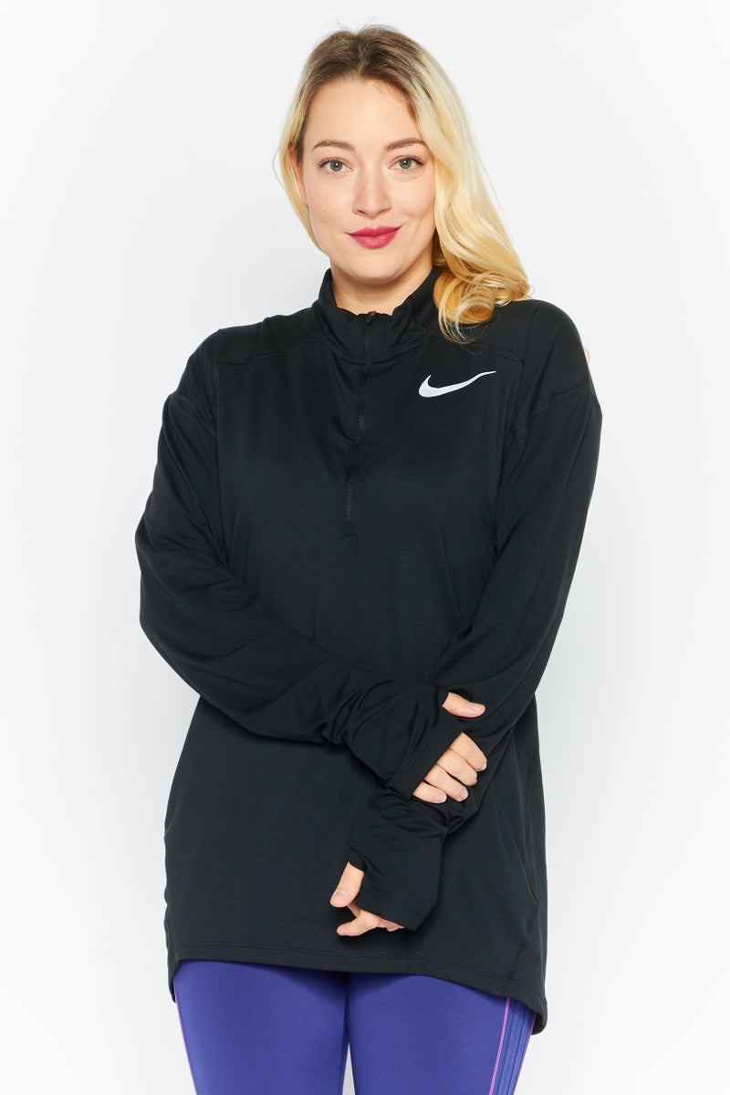 Nike قمصان جري طويلة الأكمام للنساء بتقنية دري-فيت، سوداء - Image 1