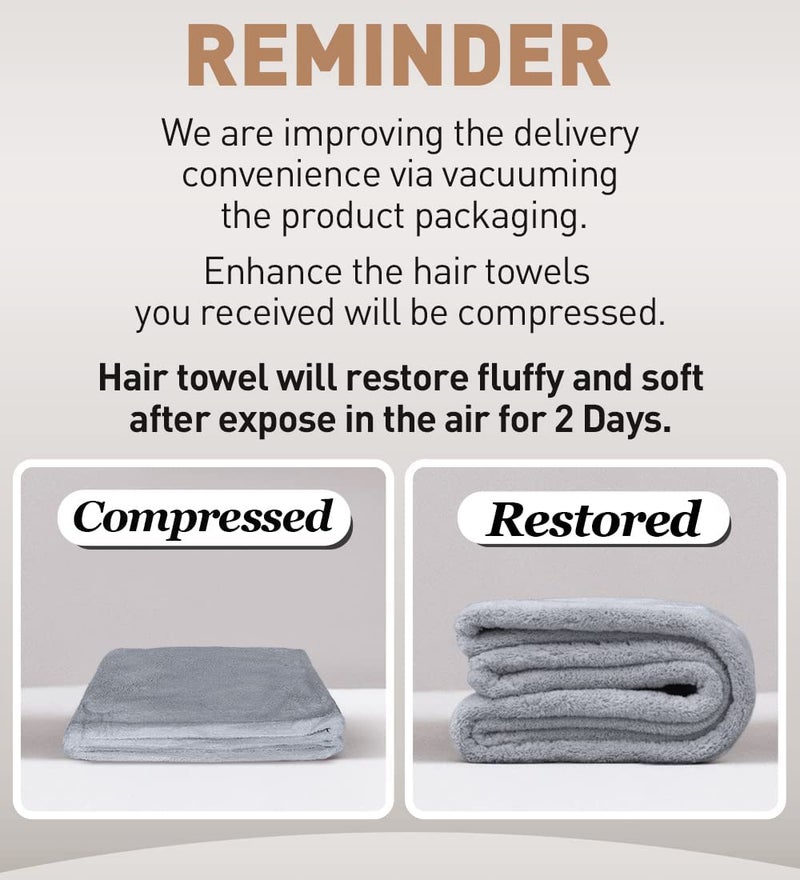 Fezora® Hair Towel Wrap for Women-Quick Drying Microfiber Towel for Hair with Elastic Loop for Tying-Super Absorbent Head Towels Wrap for Ladies Hair Turban (Grey) - Image 5