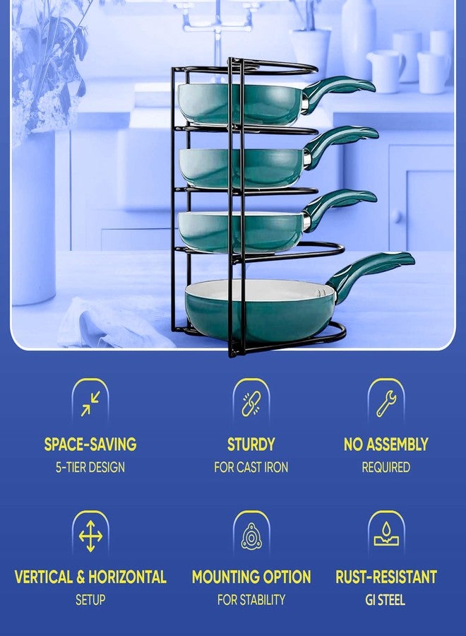 WonderStand رفوف مطبخ WonderStand للأواني والمقالي، منظم رفوف قائم بذاته (5 طبقات)، معدن متين للمنزل/المطبخ - Image 4