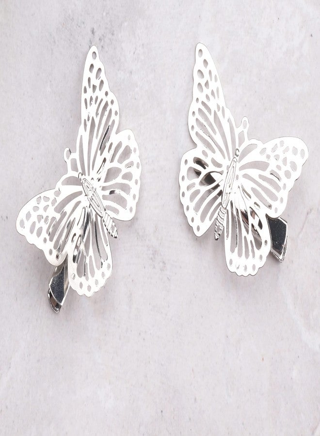 Ruwado 3 Pairs Butterfly Hair Clips Metal Gold Silver Vintage Retro Small Claw Hairpin Hair Styling Barrettes Accessories Supplies for Kids Girls Teens Women (Silver) - Image 4