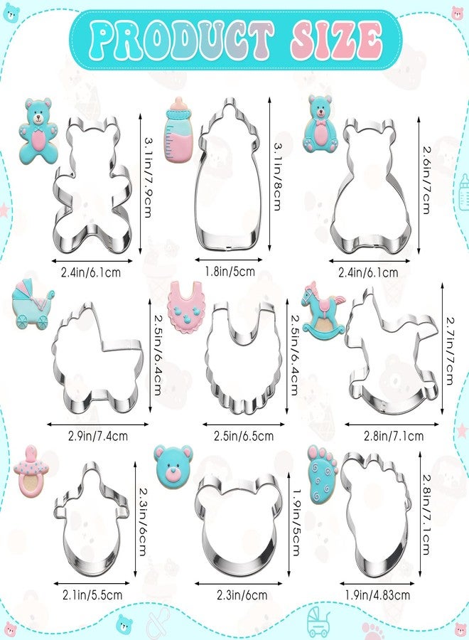 Ferrochef 159 Pcs Baby Shower Cookie Cutters Set 9 Pcs Cookie Cutters Stainless Steel Molds 100 Cookies Bags 50 Piping Bags for Baby Shower Birthday Party - Image 2