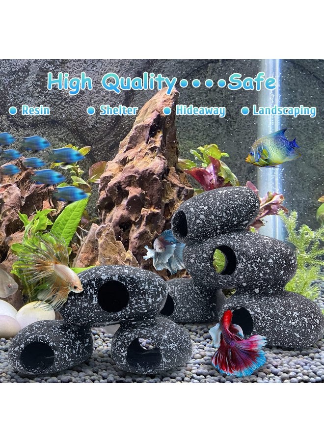 Hamiledyi Cichlid Rock Cave Betta Hideout Resin Aquarium Decoration Caves Small Fish Shelter Stone Hideaway Resin Fish Tank Accessories Ornaments for Crayfish Aquatic Breed Play Rest