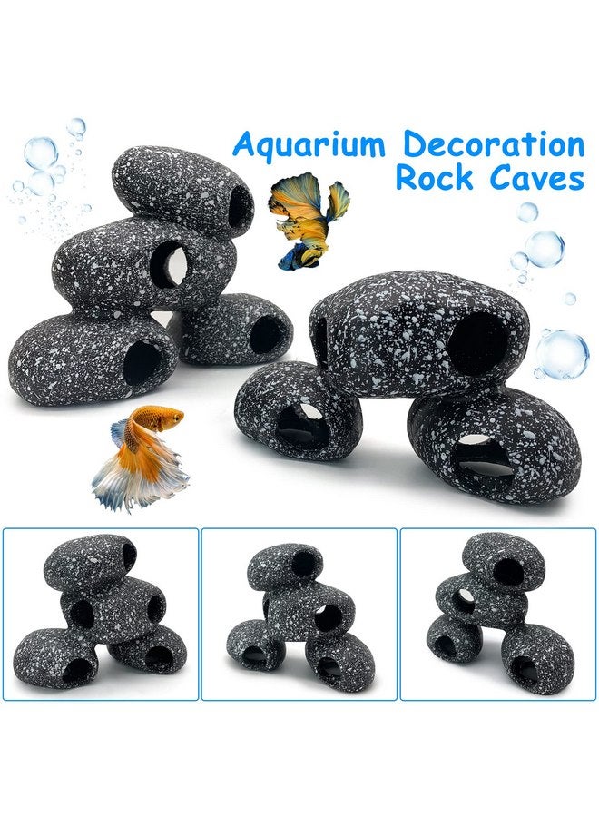 Hamiledyi Cichlid Rock Cave Betta Hideout Resin Aquarium Decoration Caves Small Fish Shelter Stone Hideaway Resin Fish Tank Accessories Ornaments for Crayfish Aquatic Breed Play Rest