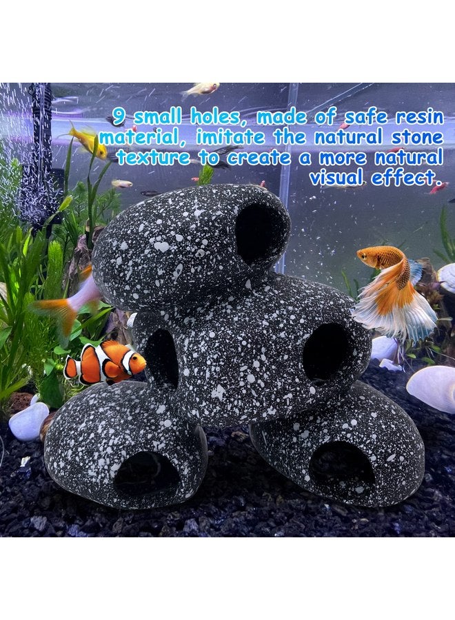 Hamiledyi Cichlid Rock Cave Betta Hideout Resin Aquarium Decoration Caves Small Fish Shelter Stone Hideaway Resin Fish Tank Accessories Ornaments for Crayfish Aquatic Breed Play Rest