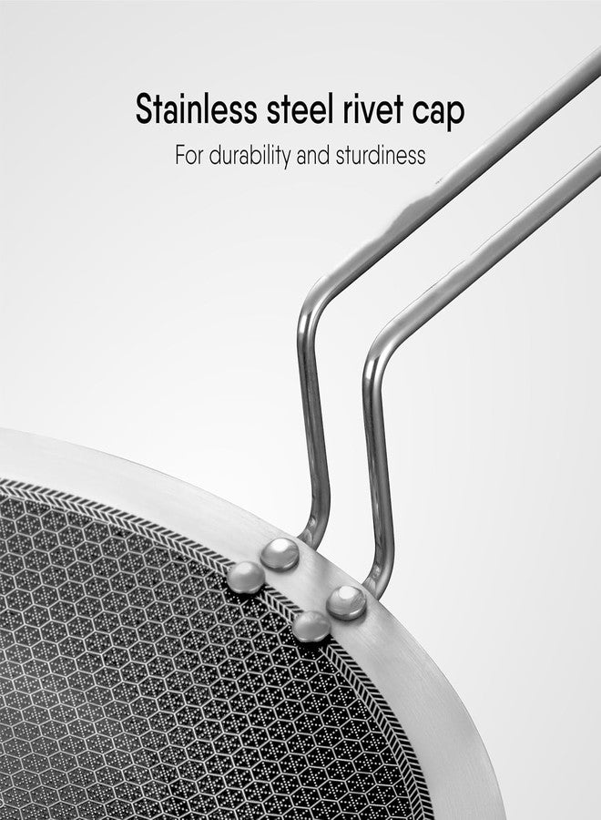 JUGTE Stainless Steel Honeycomb Frying Pan Non-Stick Pan with Stainless Steel Handle Stay Cool Non Toxic Dishwasher and Oven Safe Suitable for All Hob Types (Steel Roti Tawa 28Cm) - Image 5