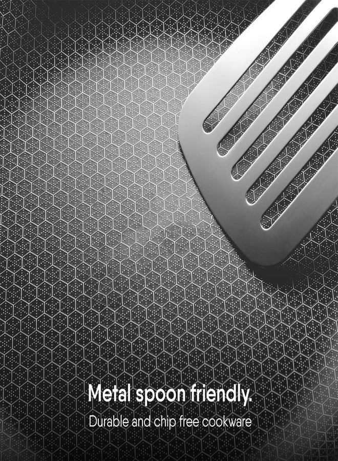 JUGTE Stainless Steel Honeycomb Frying Pan Non-Stick Pan with Stainless Steel Handle Stay Cool Non Toxic Dishwasher and Oven Safe Suitable for All Hob Types (Steel Roti Tawa 28Cm) - Image 3