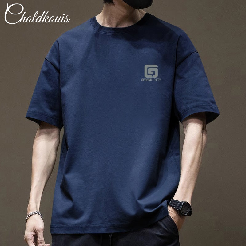 Pure Cotton White Short-Sleeved T-Shirt for Men and Women in Summer Heavy Japanese Style Style Boys' Bottoming Half-Sleeved Tops Hong Kong Style Letter Print - Image 5