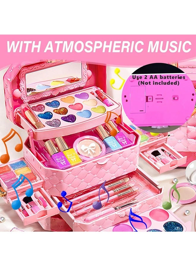 بيوينتي مجموعة ماكياج للأطفال للفتاة ، مجموعة ماكياج حقيقية للبنات مع الموسيقى ، آمنة قابلة للغسيل وغير سامة للأطفال ماكياج الألعاب للفتاة عمرها 4 5 6 7 + سنوات ، هدايا عيد الميلاد وعيد الميلاد للبنات - Image 3