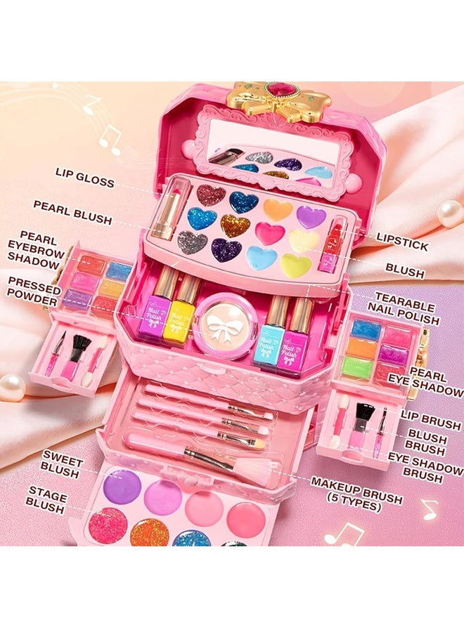 بيوينتي مجموعة ماكياج للأطفال للفتاة ، مجموعة ماكياج حقيقية للبنات مع الموسيقى ، آمنة قابلة للغسيل وغير سامة للأطفال ماكياج الألعاب للفتاة عمرها 4 5 6 7 + سنوات ، هدايا عيد الميلاد وعيد الميلاد للبنات - Image 2