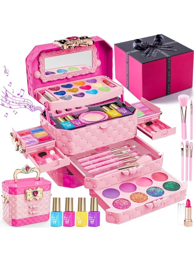 بيوينتي مجموعة ماكياج للأطفال للفتاة ، مجموعة ماكياج حقيقية للبنات مع الموسيقى ، آمنة قابلة للغسيل وغير سامة للأطفال ماكياج الألعاب للفتاة عمرها 4 5 6 7 + سنوات ، هدايا عيد الميلاد وعيد الميلاد للبنات - Image 1