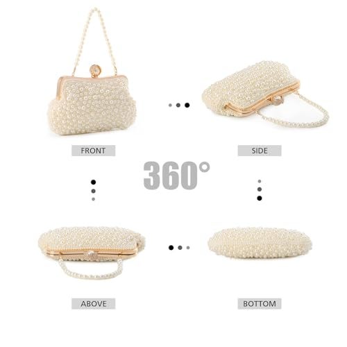 Lanpet Women Pearl Evening Handbags Noble Crystal Beaded Clutch Purse for Wedding Bridal Parites Prom - Image 2
