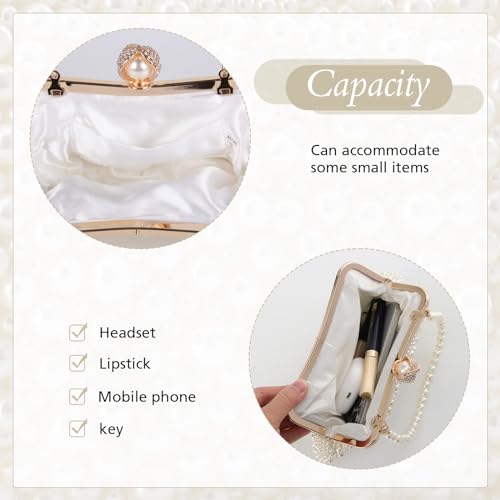 Lanpet Women Pearl Evening Handbags Noble Crystal Beaded Clutch Purse for Wedding Bridal Parites Prom - Image 4