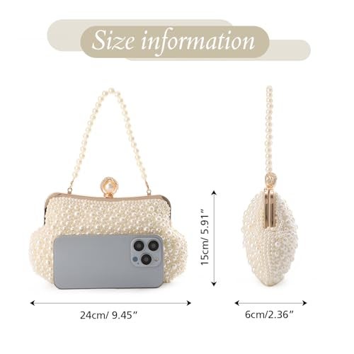 Lanpet Women Pearl Evening Handbags Noble Crystal Beaded Clutch Purse for Wedding Bridal Parites Prom - Image 3