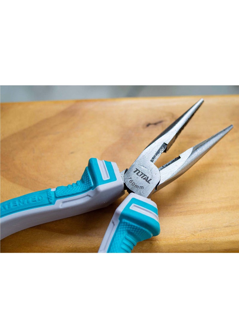 TOTAL Total 160mm Long Nose Pliers - Precision Tool with Anti-Rust Coating and Ergonomic Two-Color Handle for Versatile Use  - Image 4