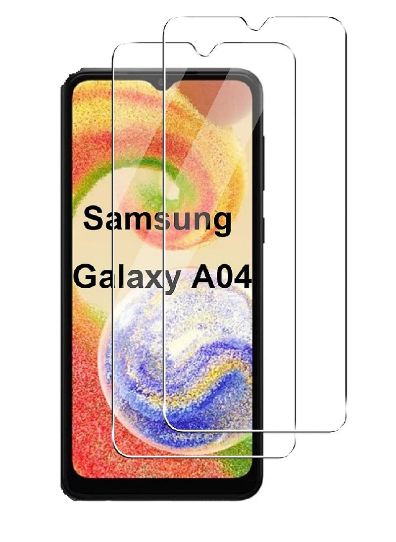 Super 2 Pieces Tempered Glass Screen Protector Clear Designed For Samsung Galaxy A04 Full Screen Coverage And Bubble Free - Image 1