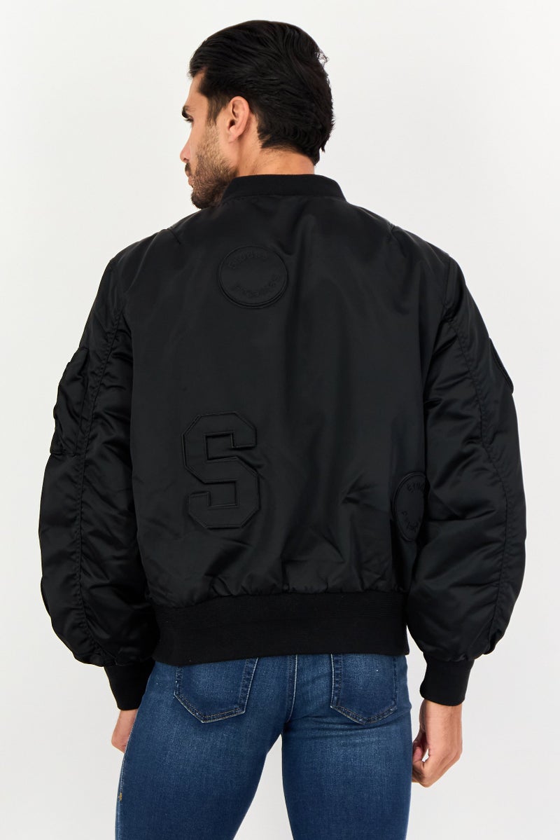 Selected x Etudes Men Patch Detail Bomber Jacket, Black - Image 4