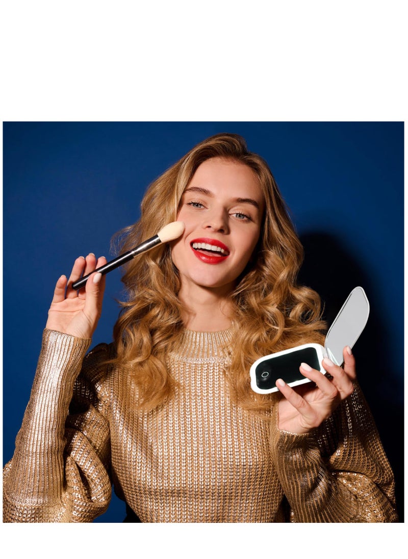 Arabest - LED Compact Mirror with 3-Color Light, Small Travel Mirror with 1X/2X Magnifying for Purse, Pocket, Handheld 2-Sided Makeup Mirror for Women - Image 1