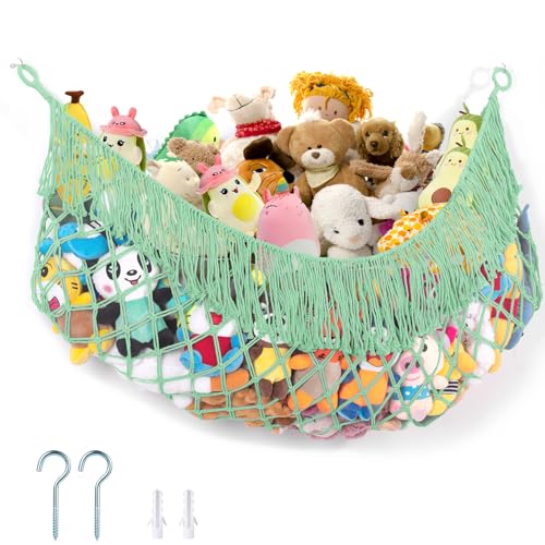 PrimZooty Stuffed Animal Hammock Extra Large 63 Long Stuffed Animal Storage stuffed animal Holder net Hammock Large Storage Hanging Organizer Matcha green - Image 1