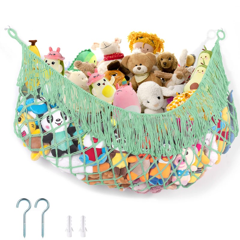 PrimZooty Stuffed Animal Hammock Extra Large 63 Long Stuffed Animal Storage stuffed animal Holder net Hammock Large Storage Hanging Organizer Matcha green - Image 2