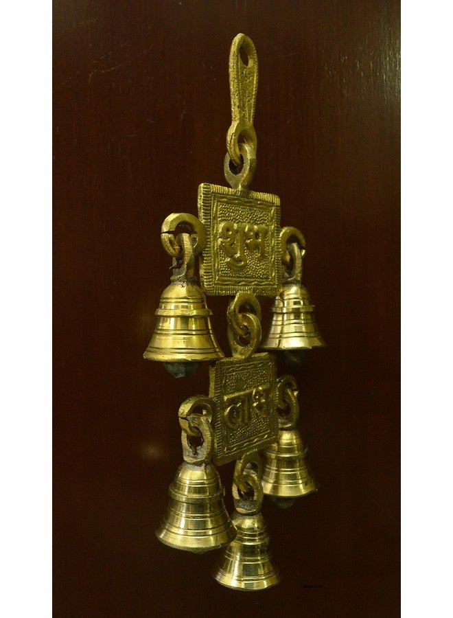 Tangerine Brass Shubh Labh Wall, Door Hanging, Wall Hanging, Ringing Bell for Home Decor/Gift- 2 Sets - Image 4
