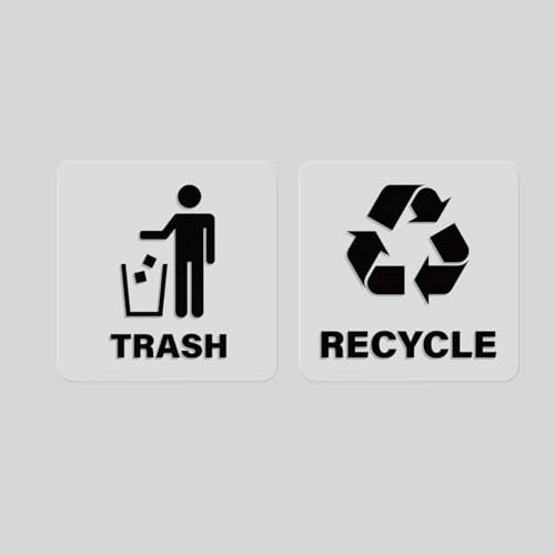 YIKIADA 10 Pack Recycle and Trash Square Stickers 6 6 Inches Black Vinyl Transparent Recycling Bin Decals Self Adhesive Waterproof UV Resistant Sign for Garbage Cans Home Business - Image 1
