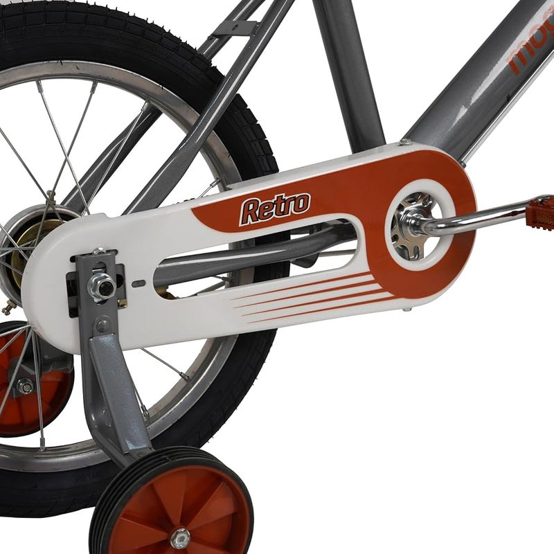 Mogoo Retro Kids Road Bike For 5-8 Years Old Girls & Boys, Adjustable Seat, Handbrake, Chainguard, Classic Style, Basket, 12/16 Inch Bicycle w/Training Wheels - Image 3