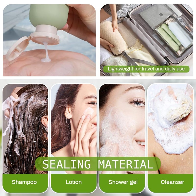 M'AYCREATE MAYCREATE® 100ml Travel Bottle Kit for Toiletries, 3Pcs Travel Toiletry Bottles Kit Accessories, Soft PE Leakproof Empty Squeeze Dispenser Bottle for Shampoo, Body Lotion, With Storage Pouch - Image 5